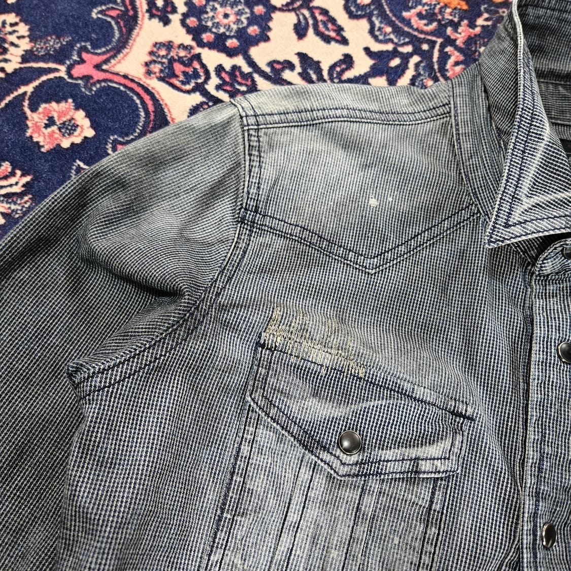 버커루1950 빈티지 워시드 패인팅 웨스턴 데님 셔츠 상품이미지3