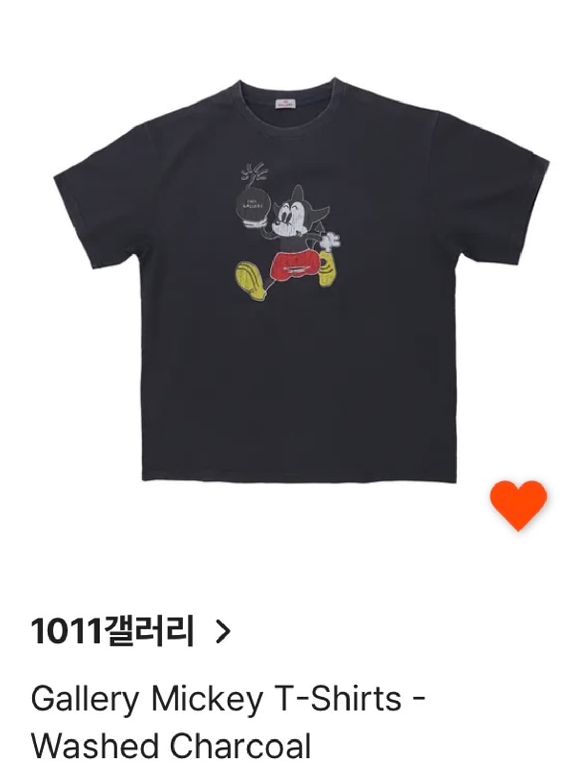 1011갤러리 미키 반팔 티셔츠 워시드 차콜 상품이미지1