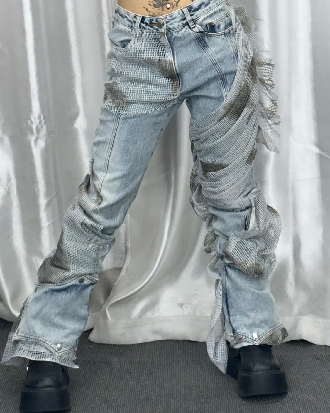 lace details denim pants 상품이미지1