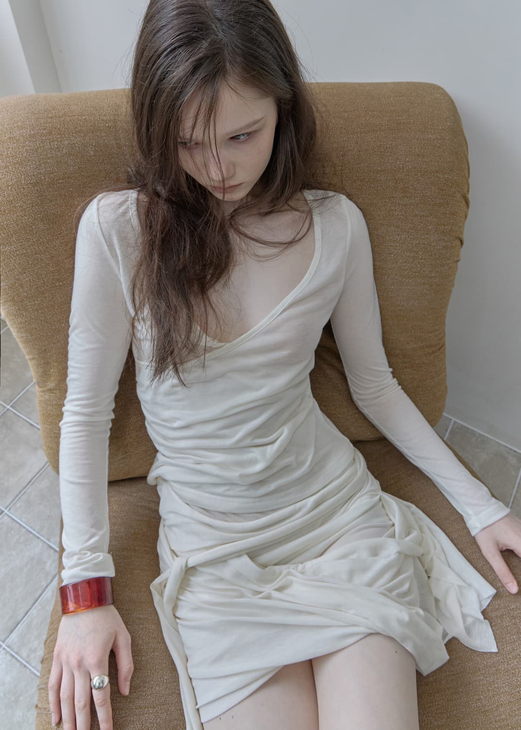 Philce See-through V-neck long-sleeved 상품이미지1