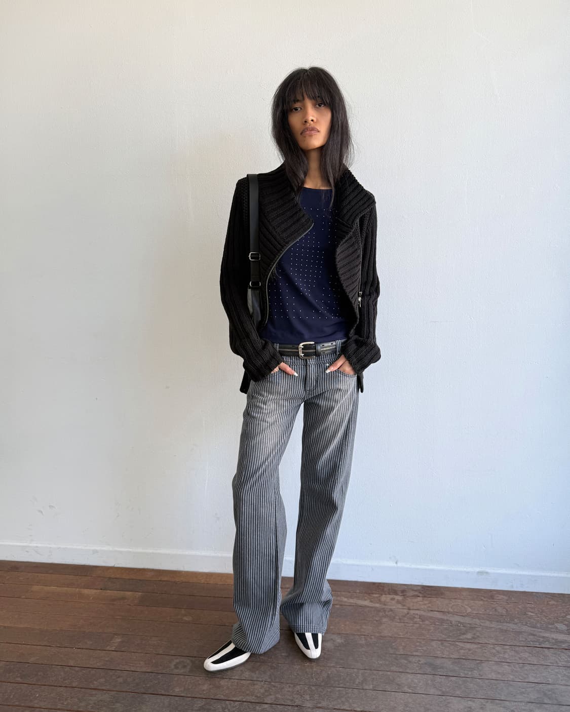 미스치프 ribbed collar zip sweater 상품이미지2