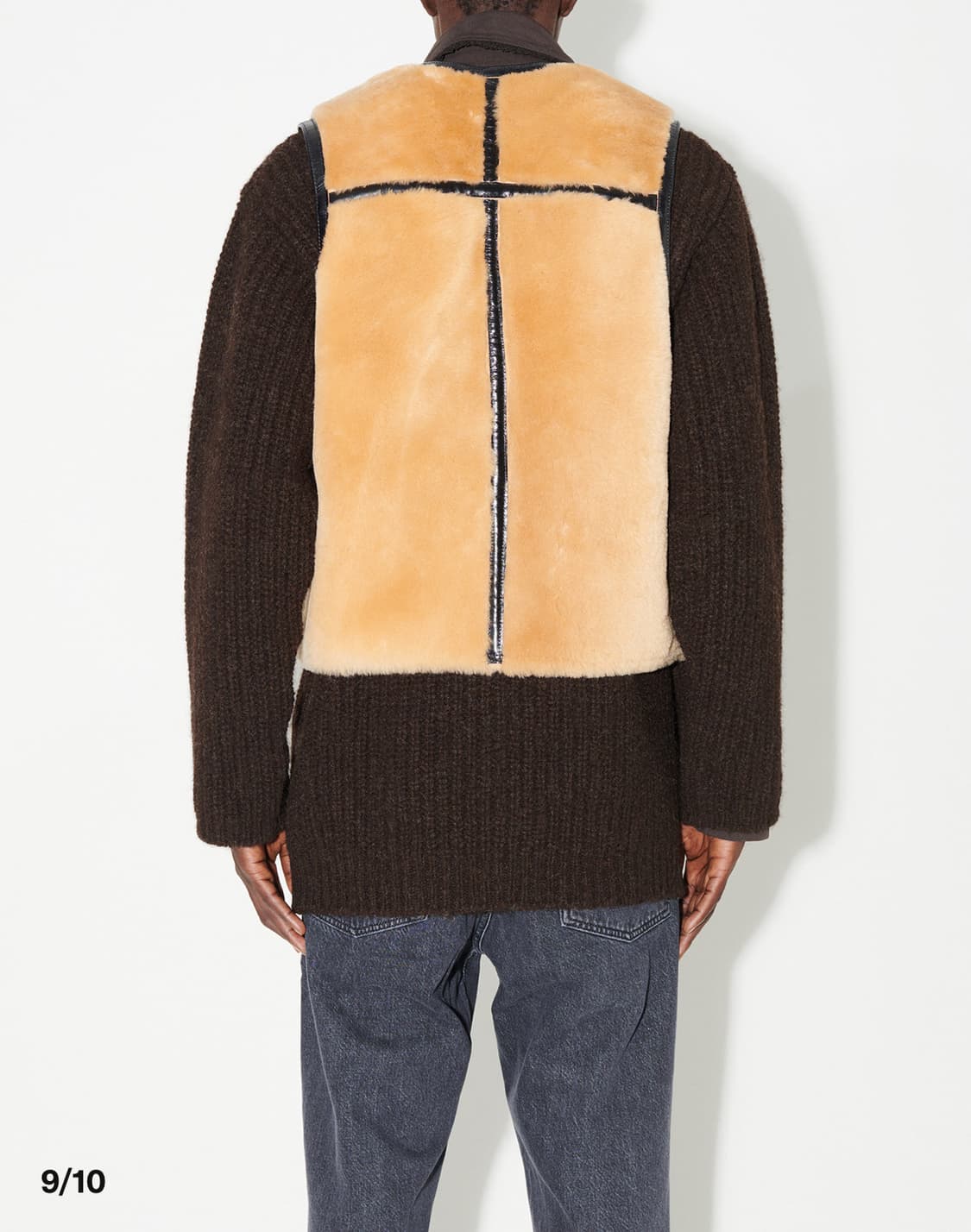 아워레가시 리버시블 셔링 베스트 블랙 브라운 48size 상품이미지6