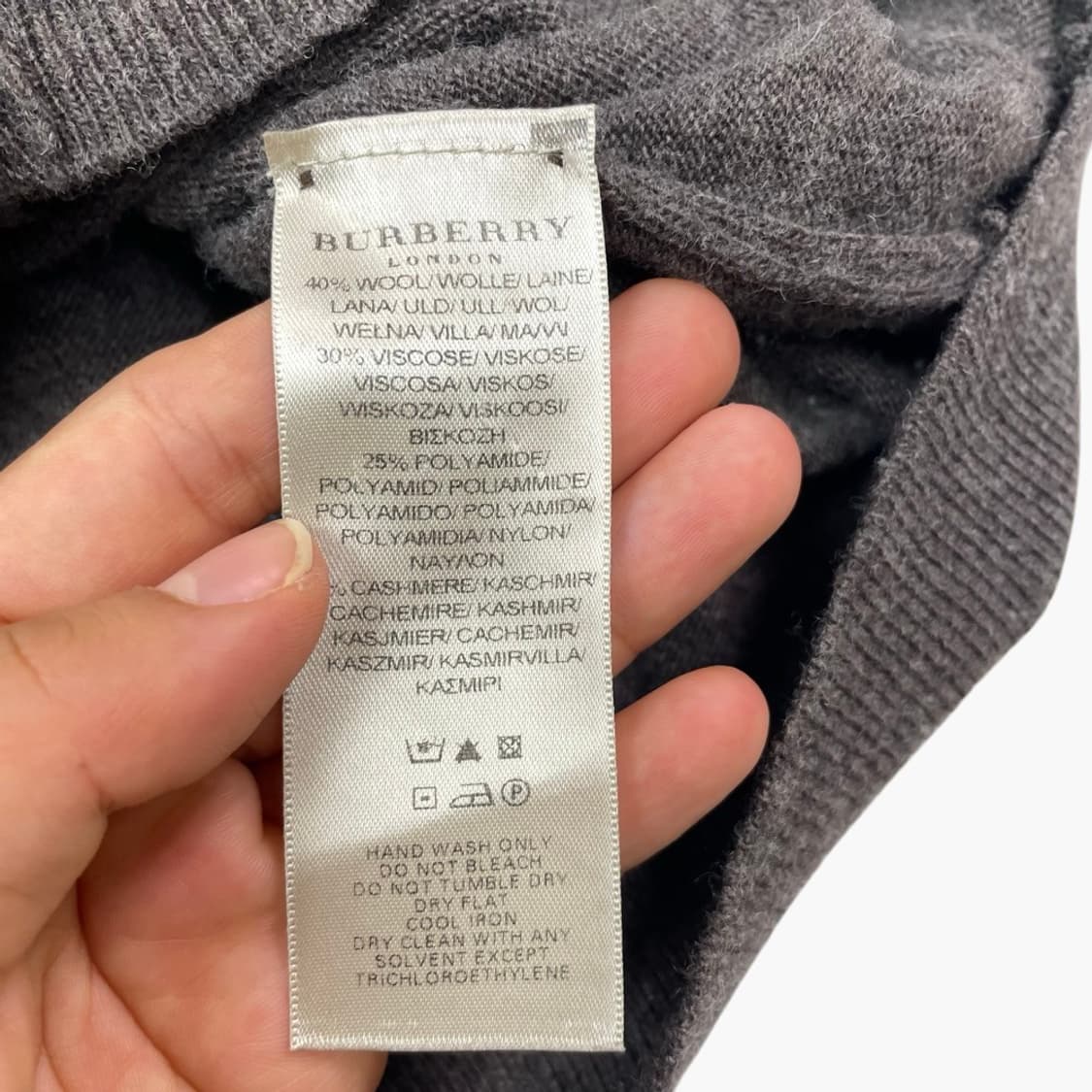 버버리 Burberry 브라운 캐시미어 혼방 엘보패치 브이넥 가디건 L 상품이미지3