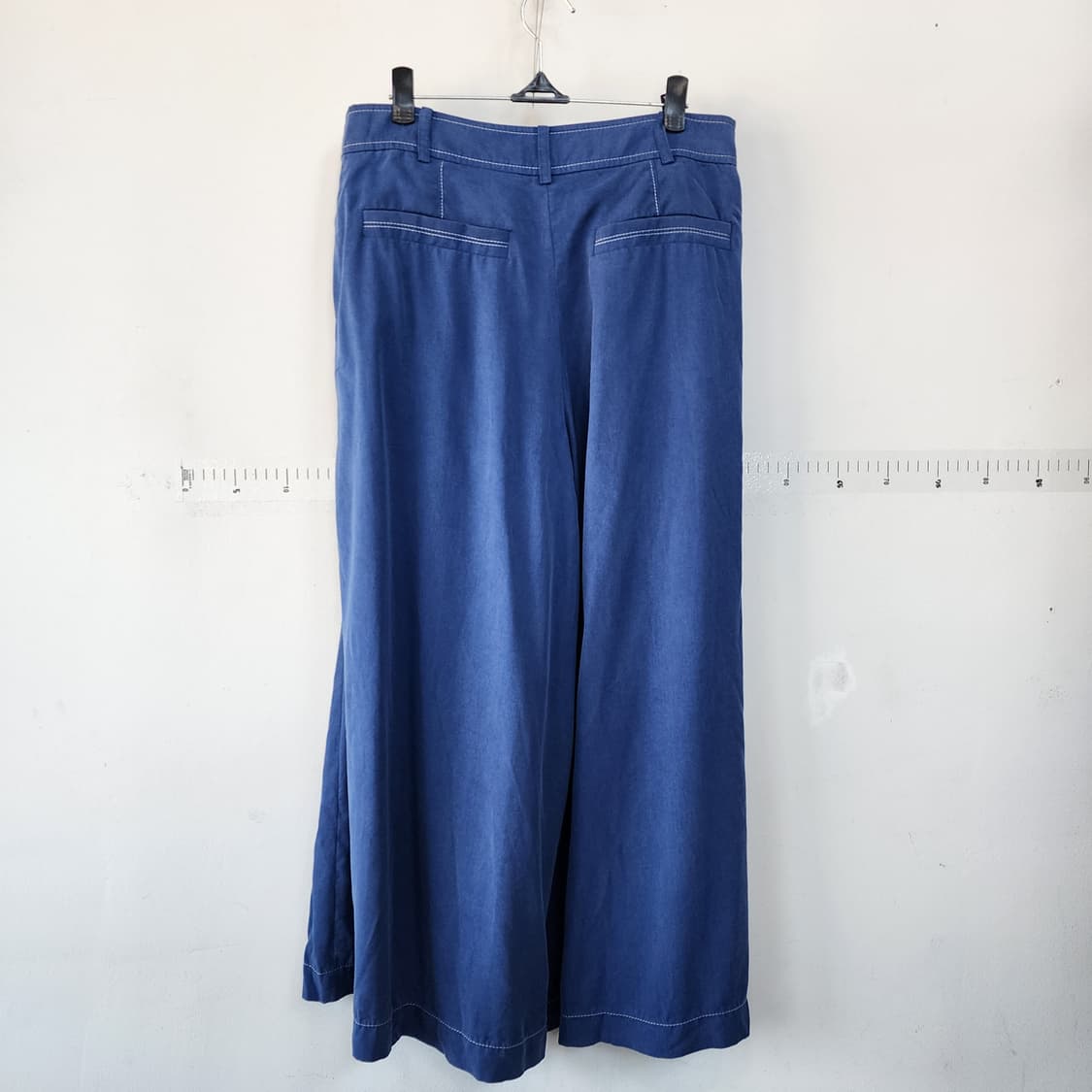 오브제 블루 면 바지 스티치 디자인 상품이미지3