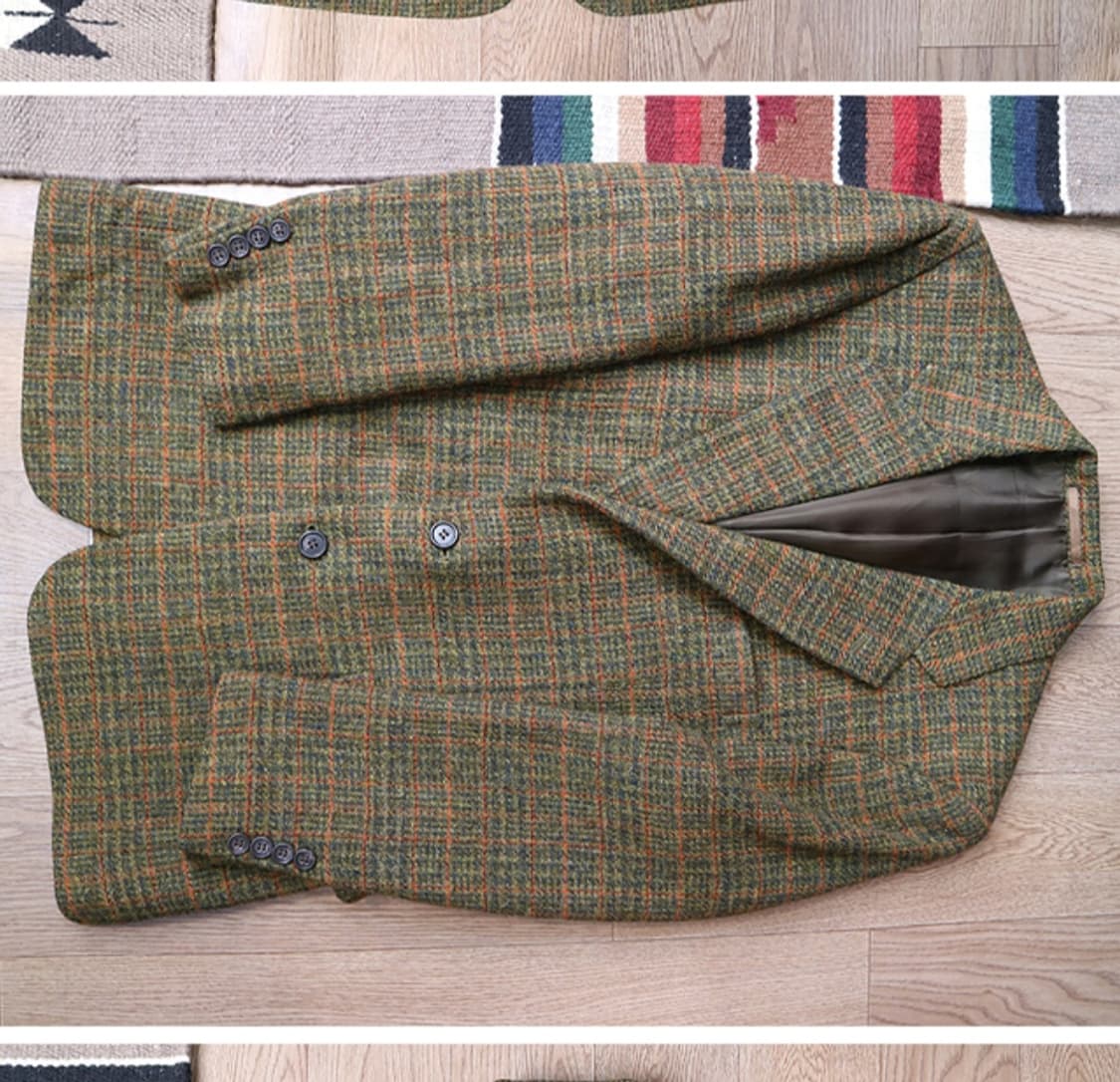 일본판 HIRELAND 아일랜드산 고급 트위드 빈티지 블레이저 자켓 상품이미지2