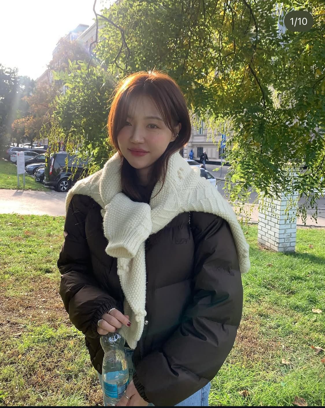 타낫 브라운 푸퍼 패딩 구스다운 크롭 모자 여성패딩추천 경량 모카 상품이미지1