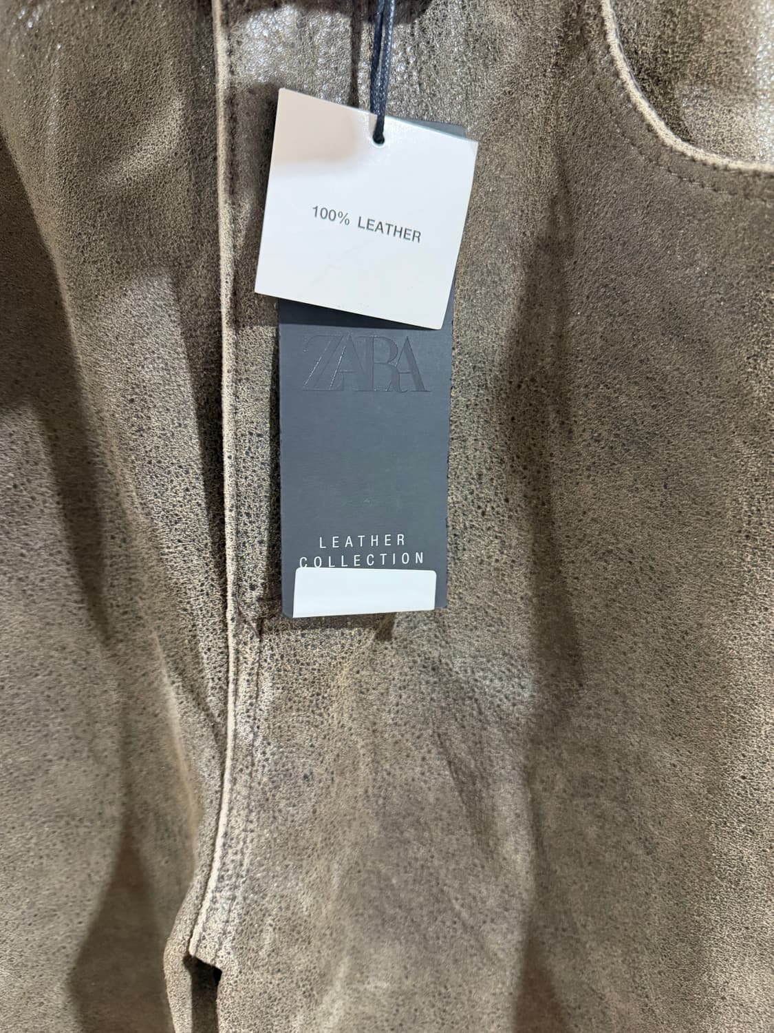 자라  레더 컬렉션 페이드 이펙트 레더 트라우저 토프 그레이 상품이미지5