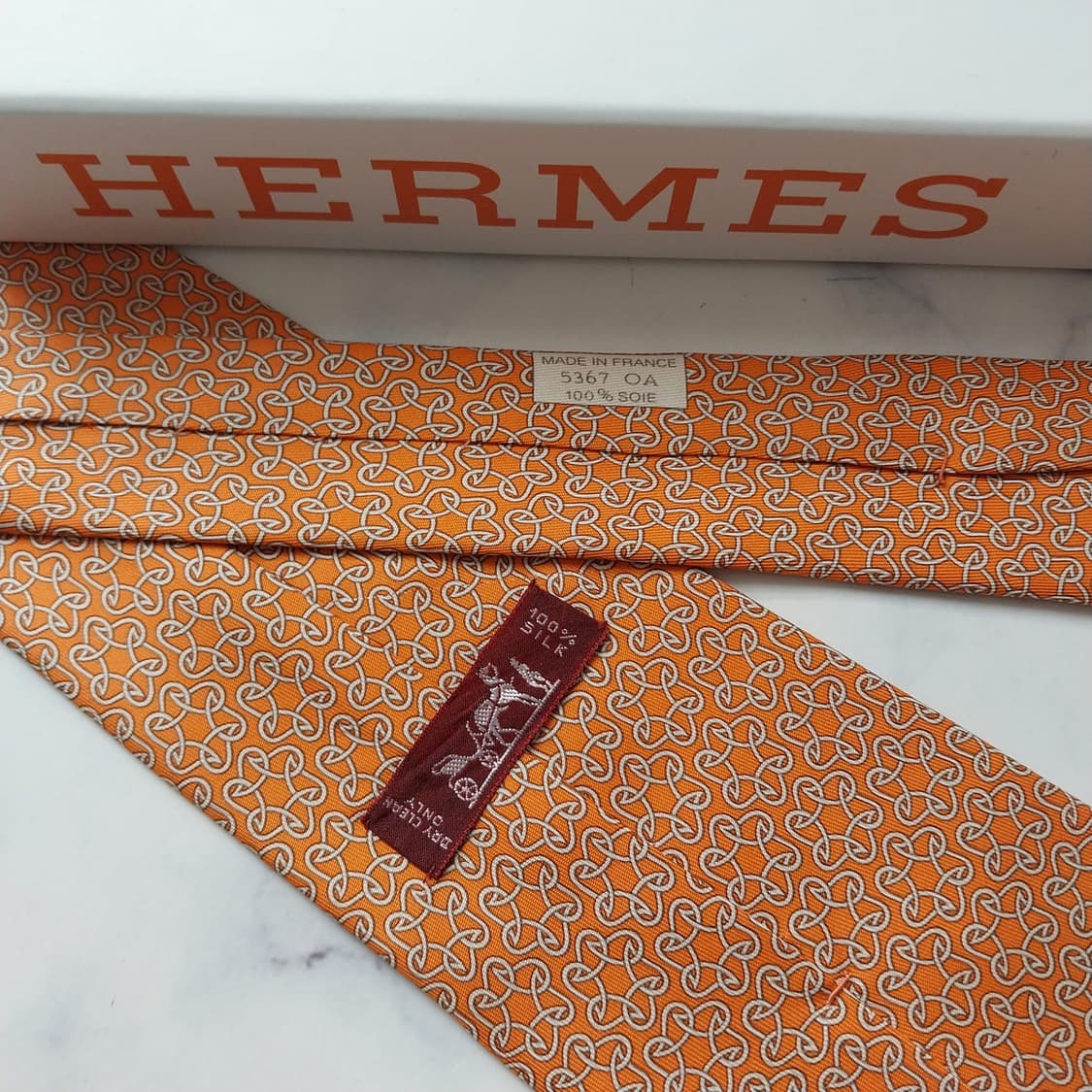 에르메스 실크 오렌지 H 패턴 넥타이 9.8cm A+~A등급 K2231
 상품이미지9
