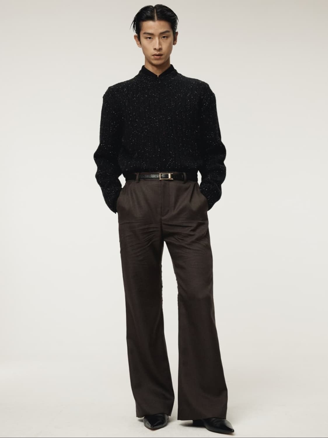 렉토 크리즈 디테일 슬랙스 브라운 판매합니다 상품이미지1