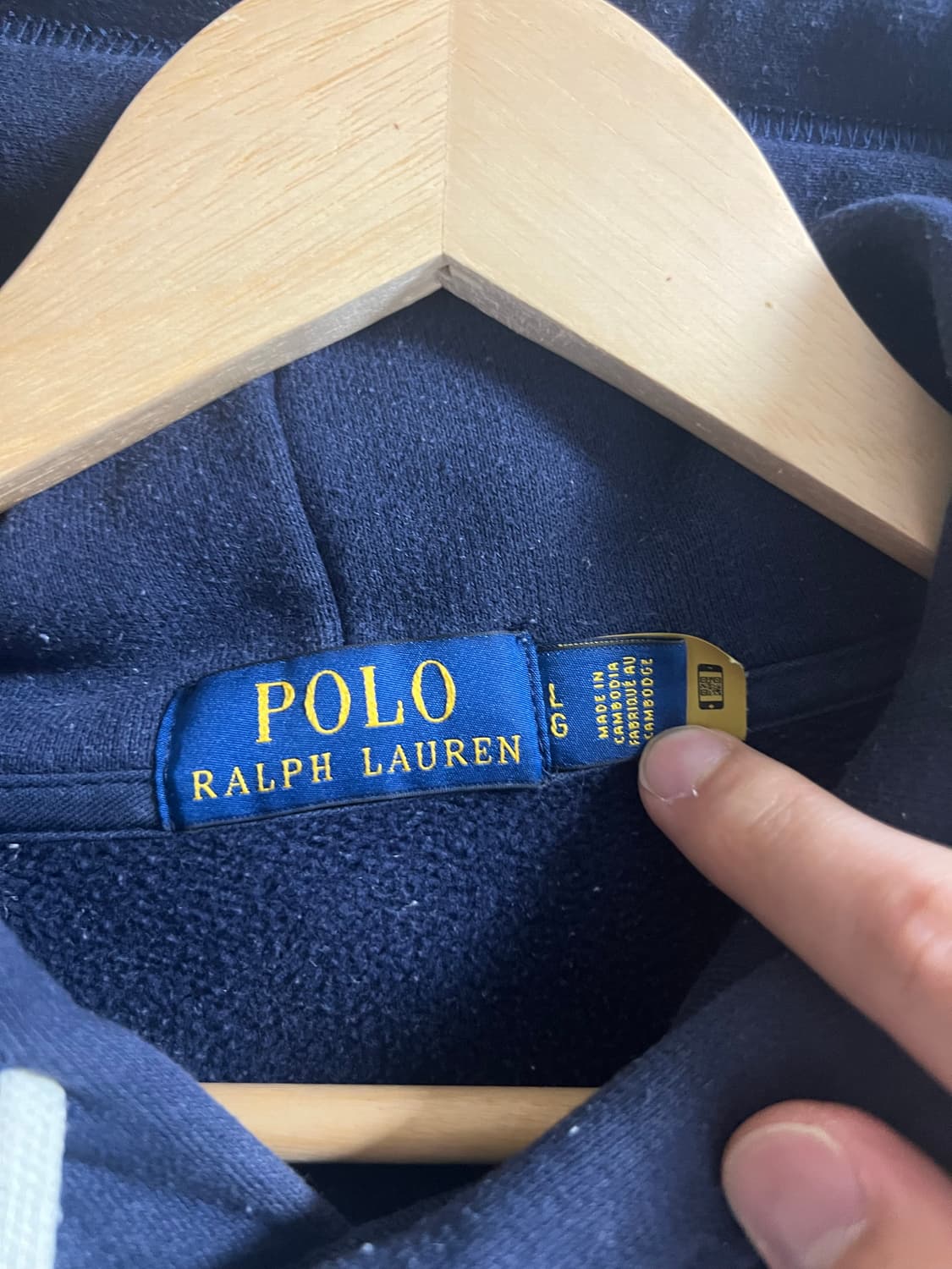 폴로 랄프로렌 RL플리스 후드티 L(QR정품) 상품이미지3