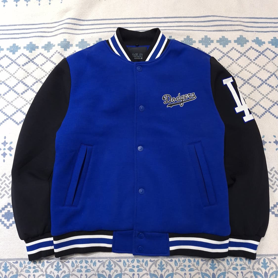 MLB 엠엘비 블루 블랙 LA 다저스 바시티자켓 스타디움점퍼 야구점퍼 L 상품이미지5
