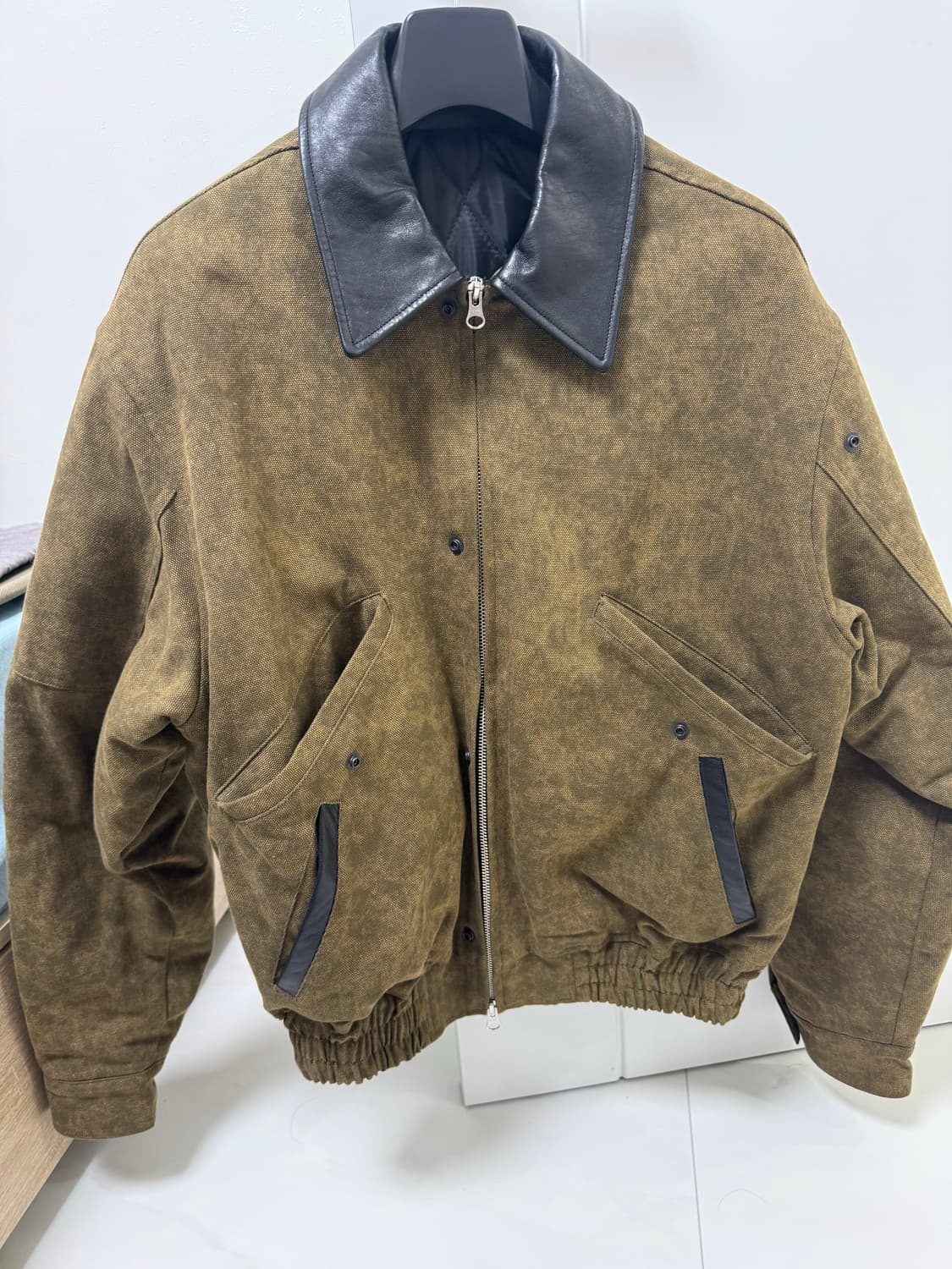 패러킷 빈티지 레더 카라 자켓 (워시드 브라운) 상품이미지1