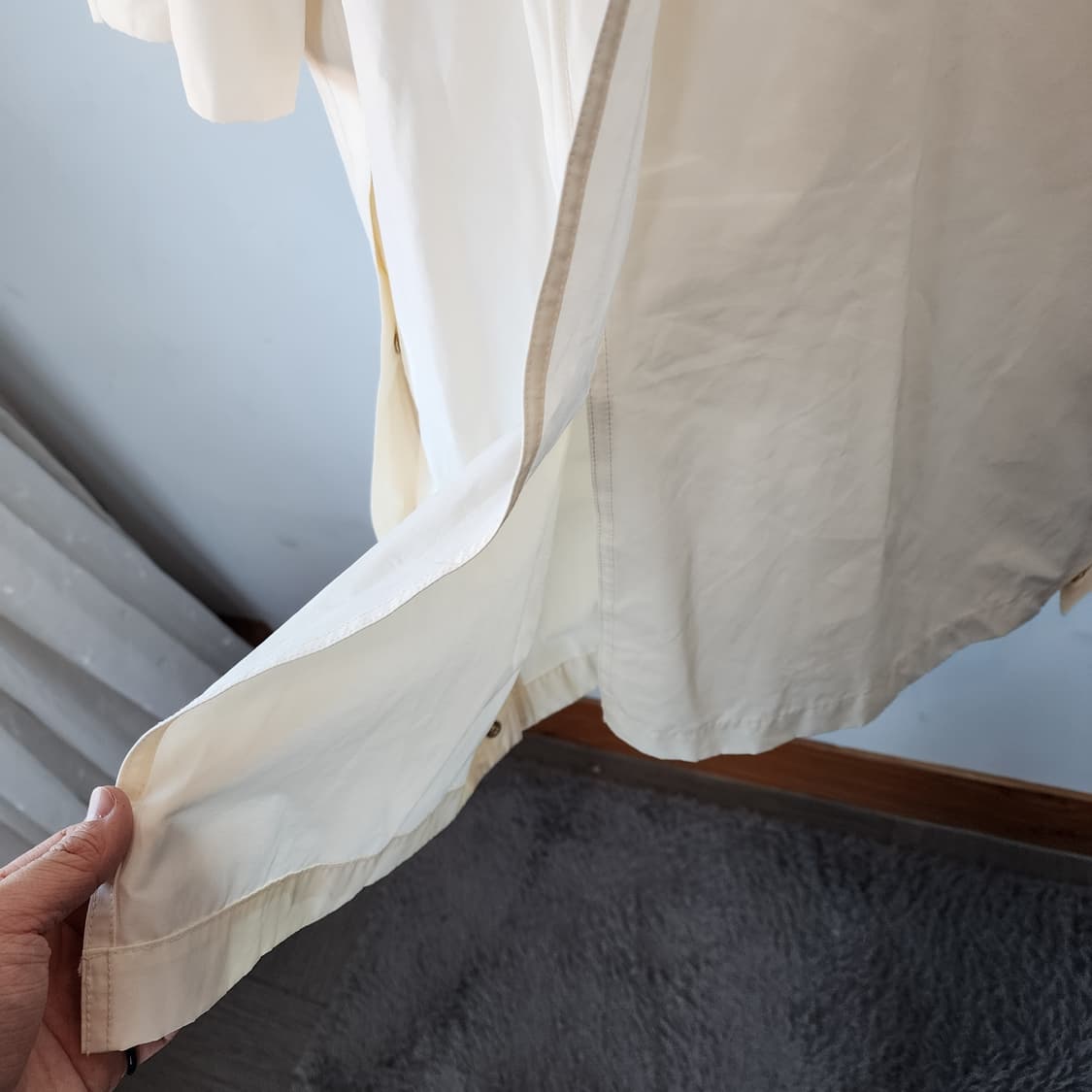 엣지 아이보리색 후드 롱 코트 상품이미지7