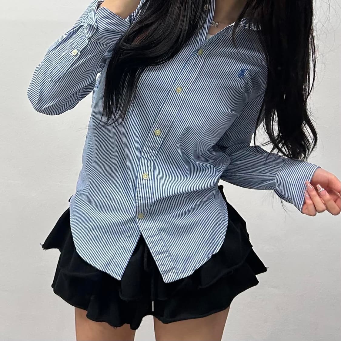 폴로 랄프로렌 현행QR 스트라이프 걸즈 셔츠(6) 상품이미지1
