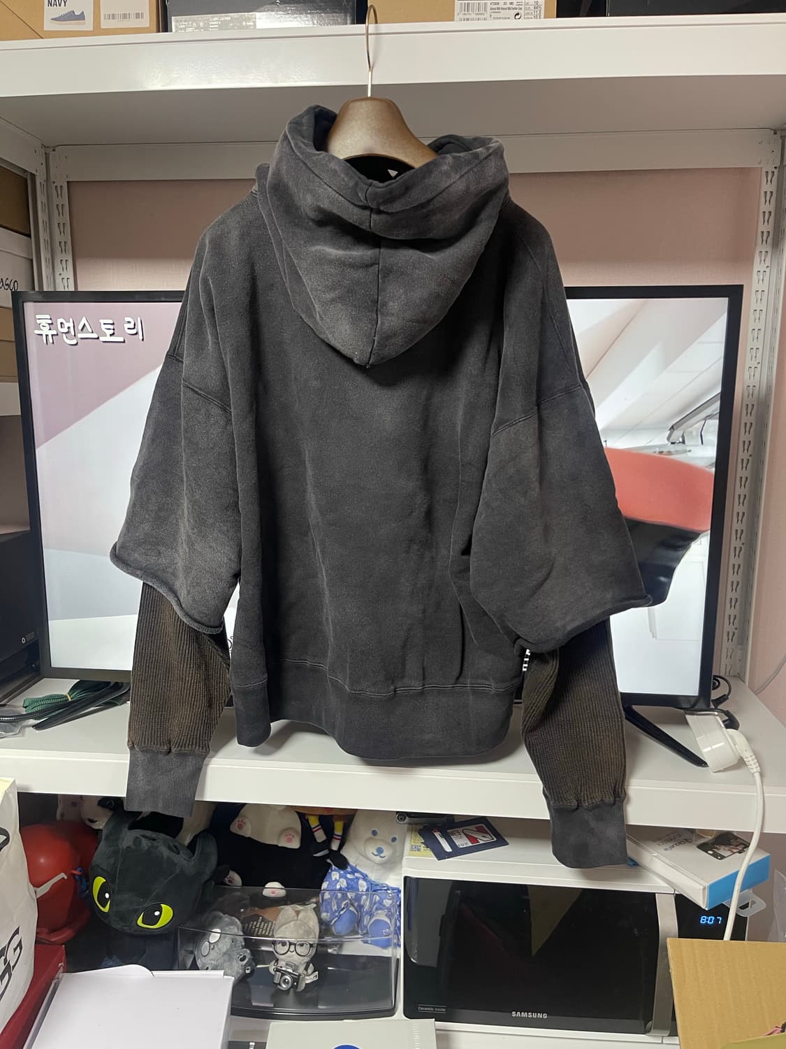 2사이즈) NYKENKER 캐시 프롬 카오스 후드티 그레이 상품이미지3