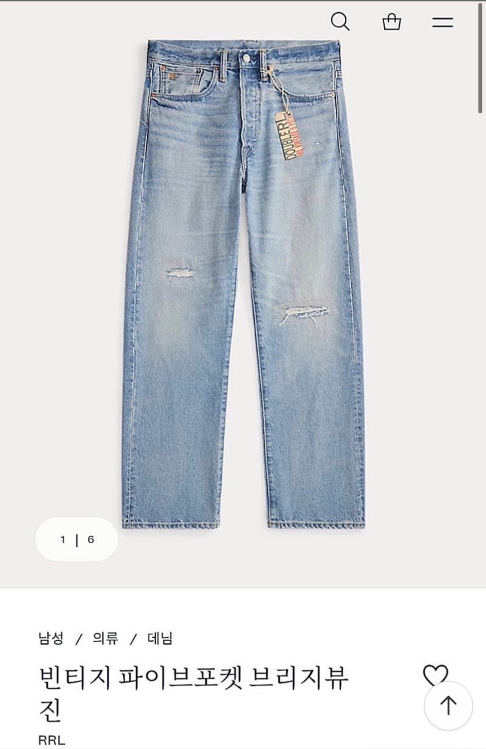 RRL 더블알엘 빈티지파이브포켓 브리지뷰 29x30 상품이미지1