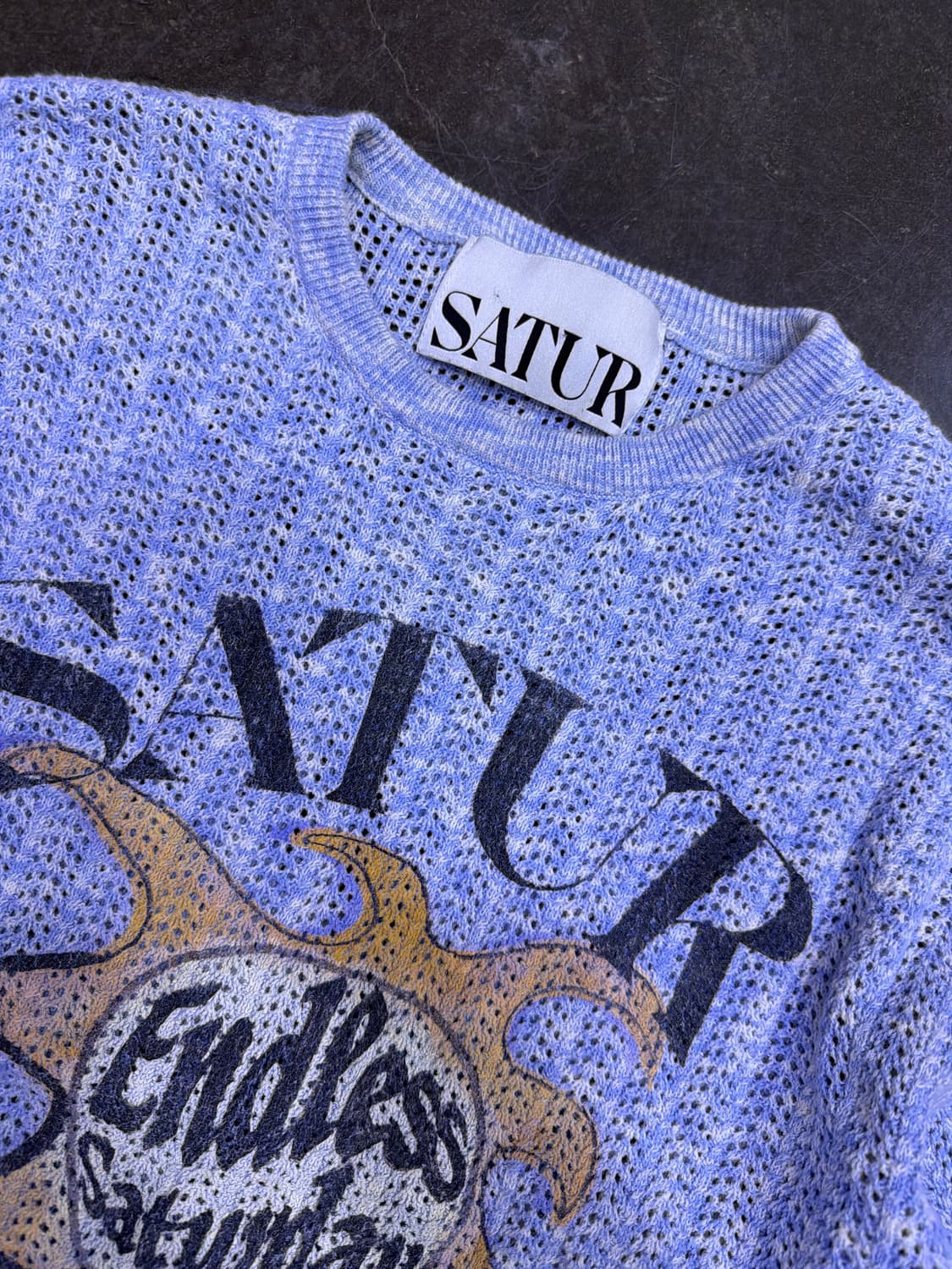 SATUR 세터 이비자 썬 레트로 그래픽 메시드 니트 블루 M 상품이미지6