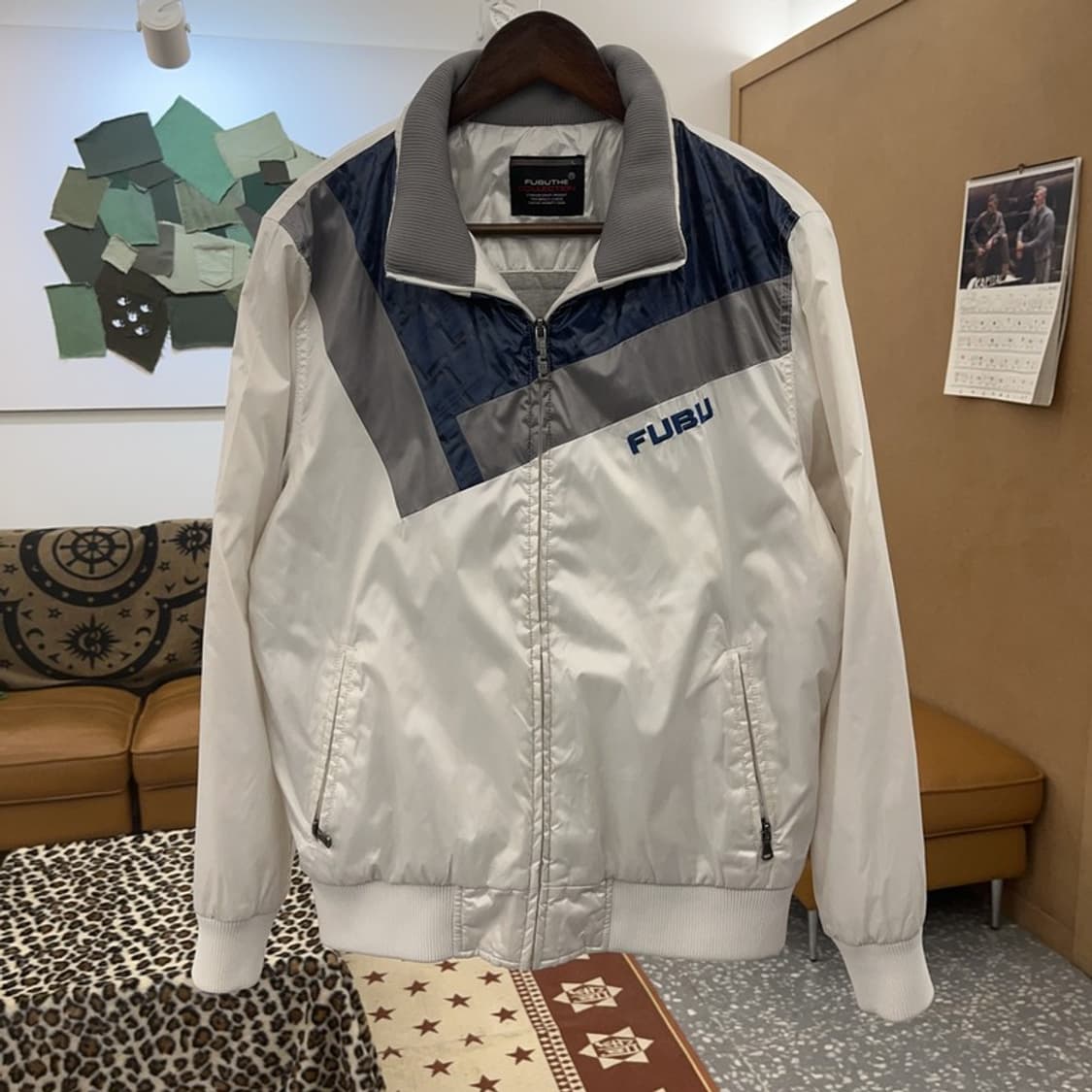 푸부 올드스쿨 빈티지 배색 바람막이 자켓 L C08813 상품이미지3