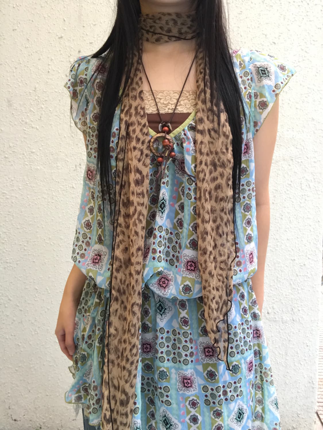 에스닉 히피 코디세트(원피스+데님+나시) 상품이미지2