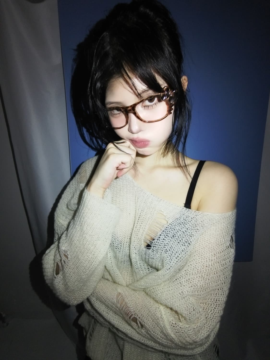 커스텀데미지시스루니트 아이보리  상품이미지3