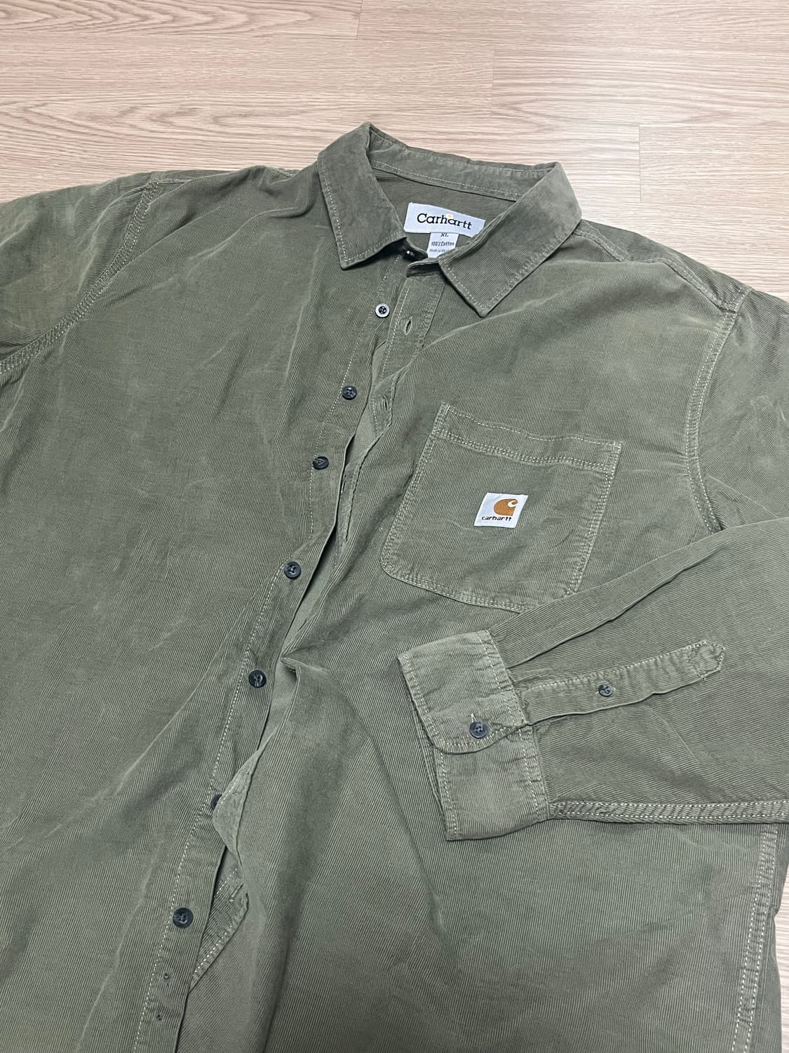 칼하트 코듀로이 골덴 셔츠 남방 카키 상품이미지3