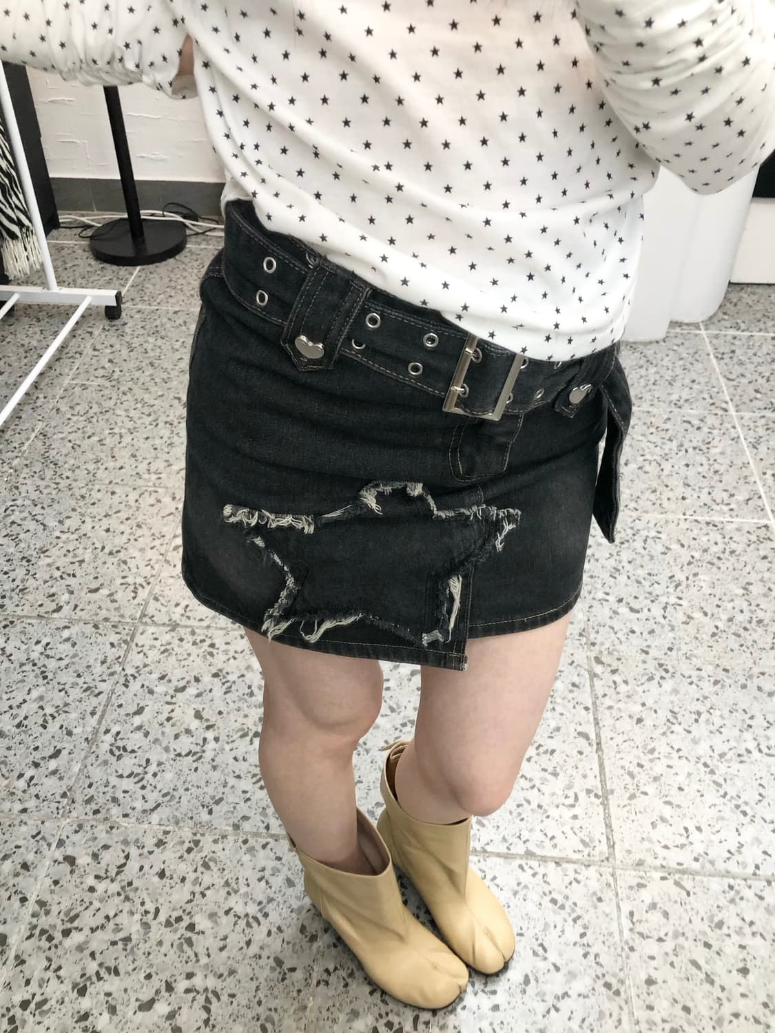 star patch denim mini skirt 상품이미지4
