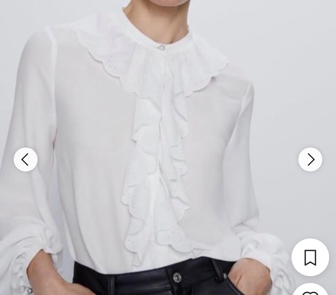 [ZARA] 자라 러플 화이트 블라우스 (M) 미착용 셔링 레이스 상품이미지2