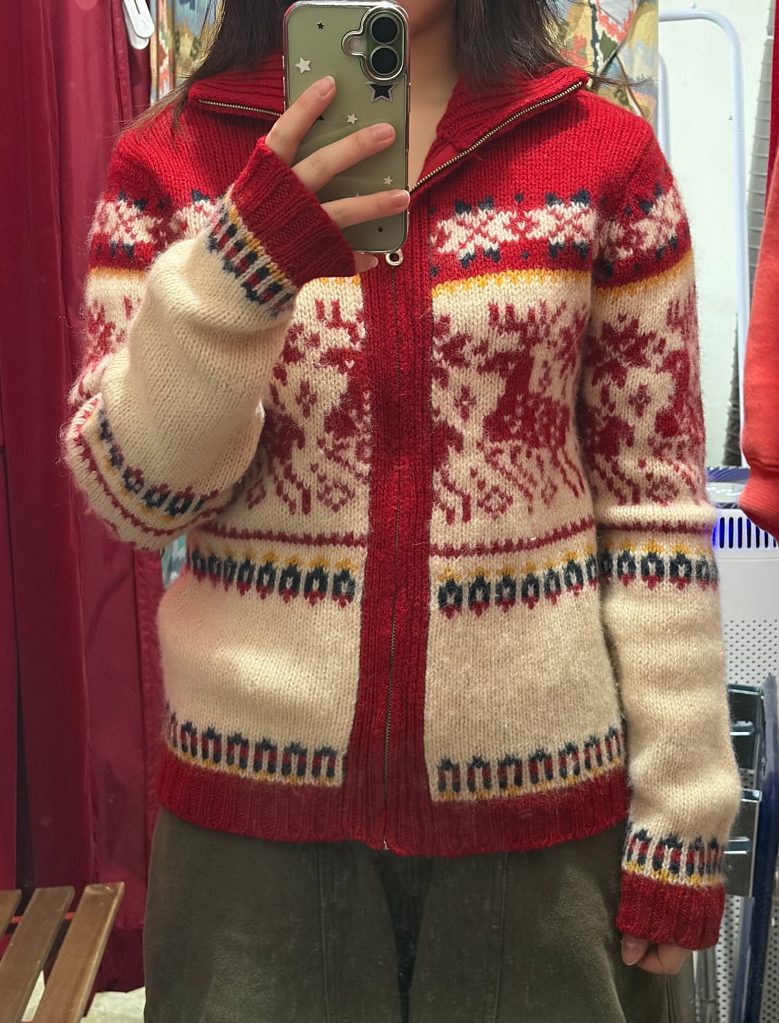 Wool 100% 노르딕 니트 집업 s 울 100%  상품이미지1