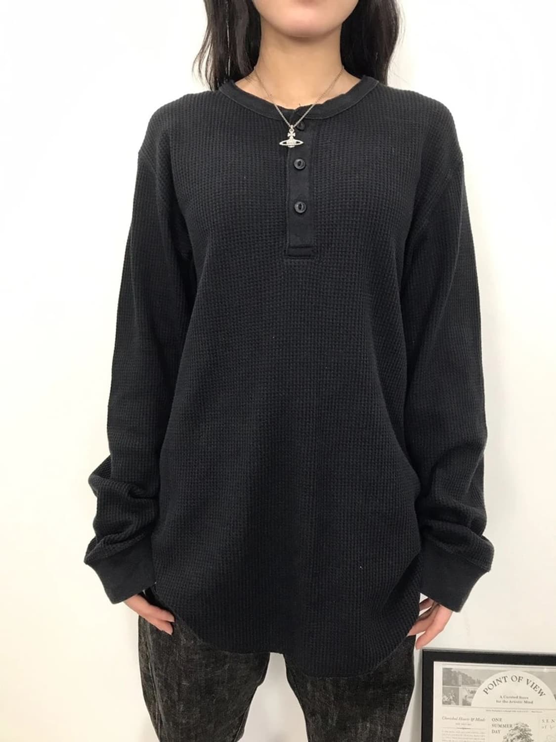 Uniqlo Waffle Henley Long Sleeve 상품이미지2