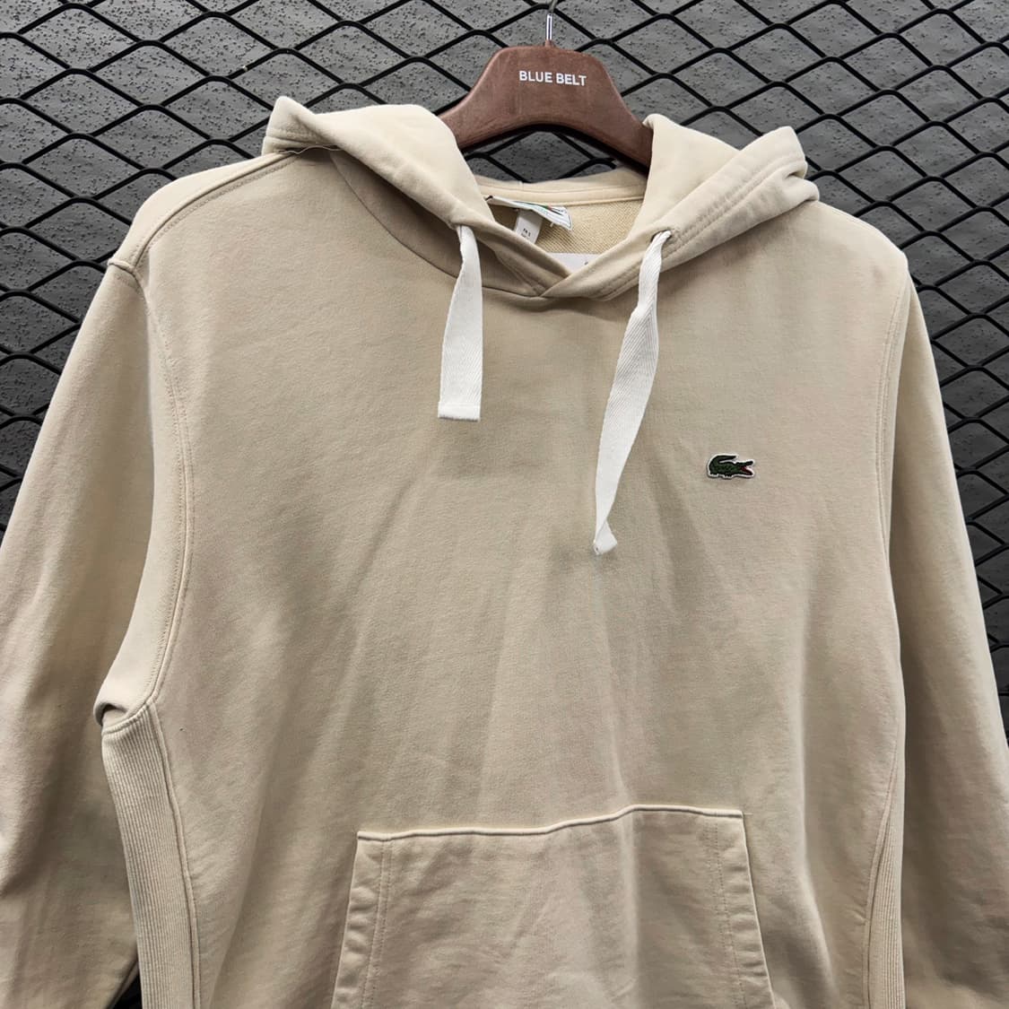 라코스테 로고 코튼후드티 캥거루포켓 패치 리버스위브 빅후드 디테일 상품이미지4