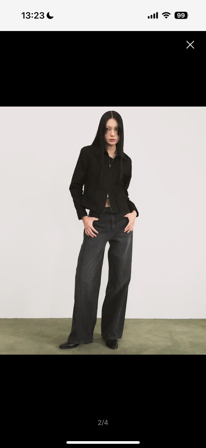 SIS A 이레귤러 와이드 데님 팬츠 (black) 상품이미지3