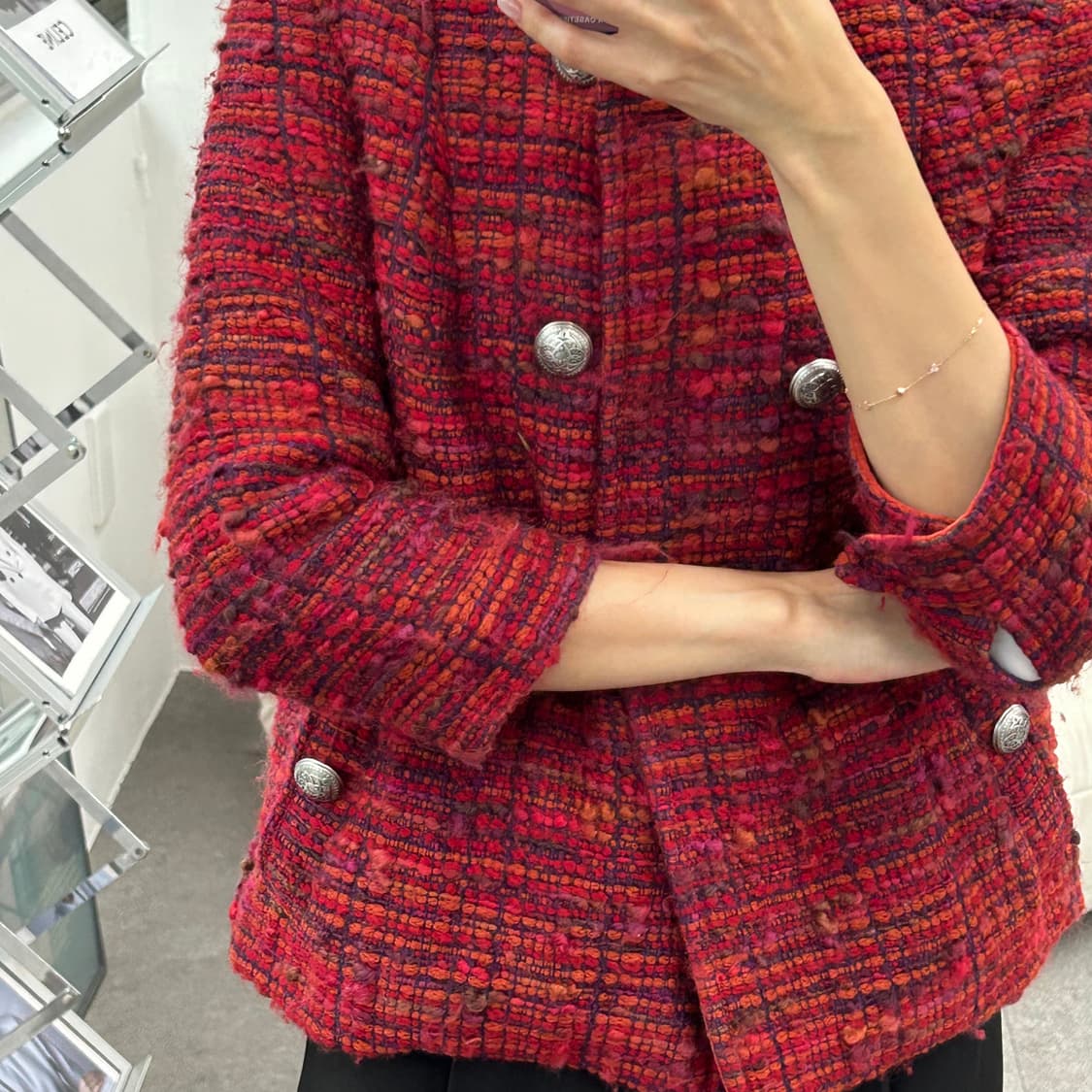 ETRO Milano 레드 트위드 더블 자켓 상품이미지3