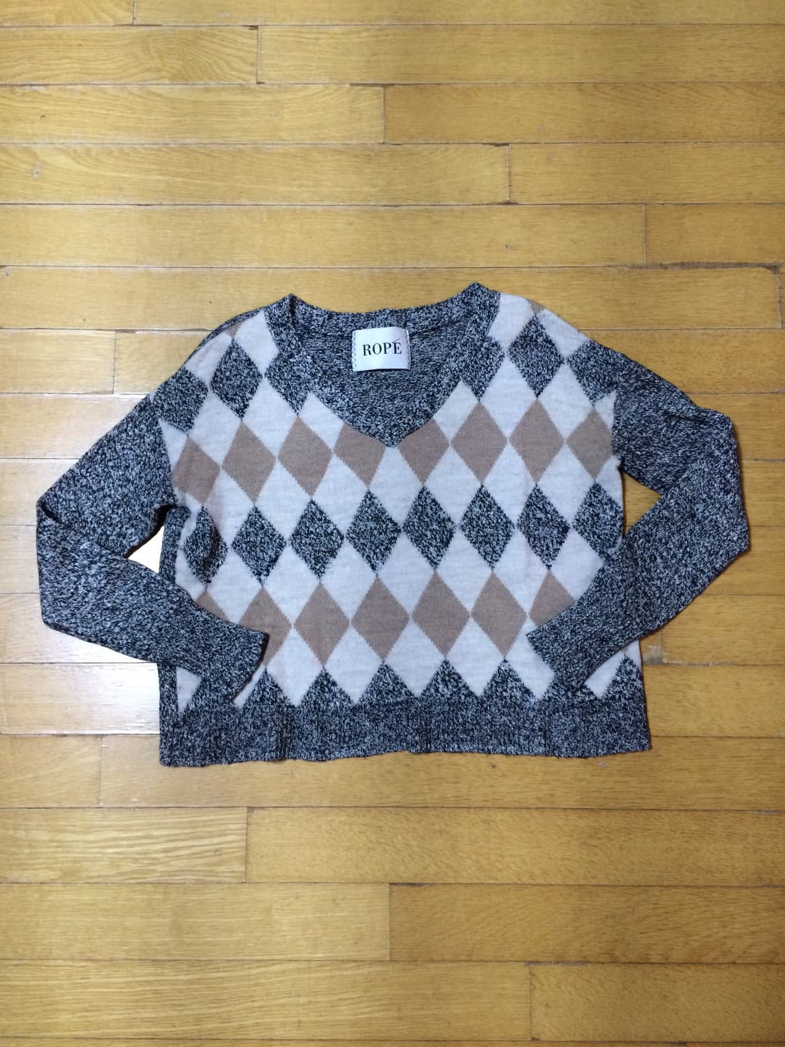 일본빈티지 Rope 올드스쿨아메카지할메카지 아가일 니트스웨터 상품이미지1