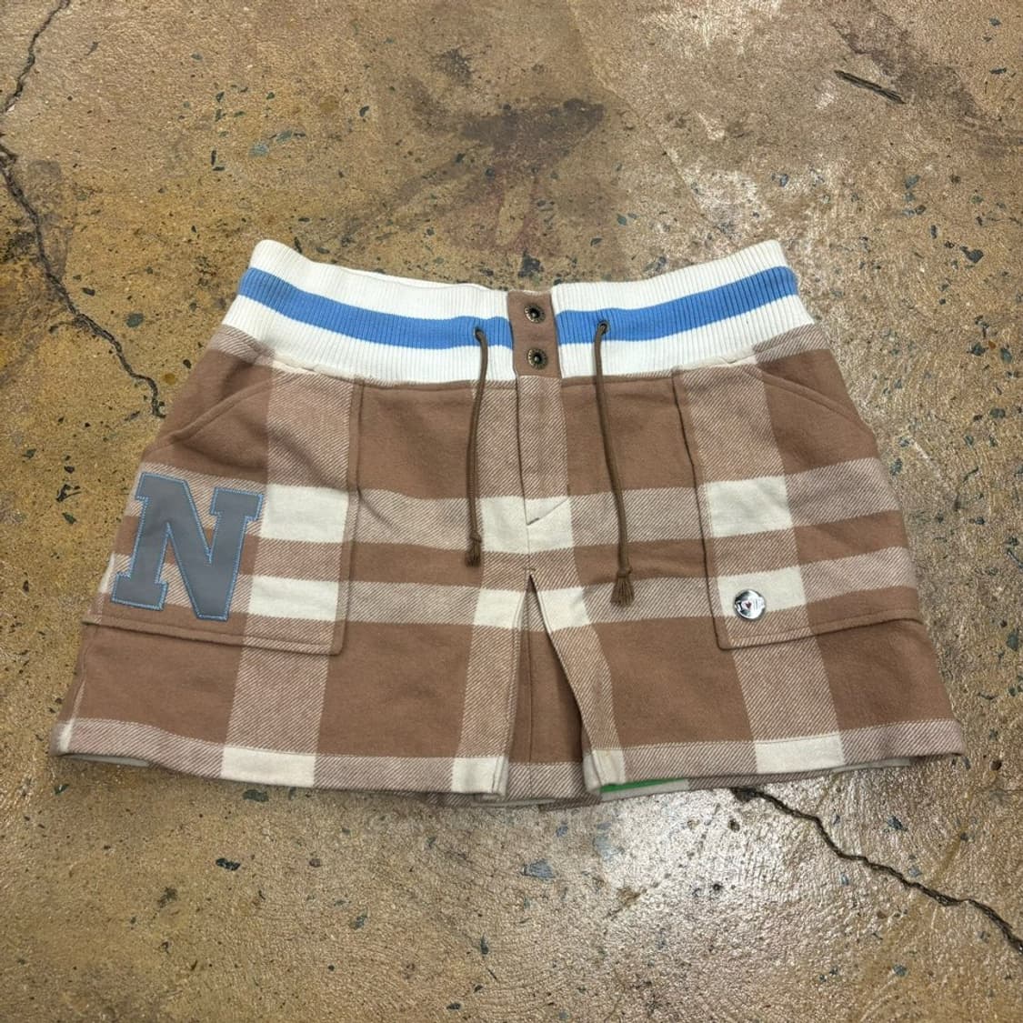 [정품/M] 나이키 초코 브라운 베이지 체크 코튼 미니 스커트   상품이미지2