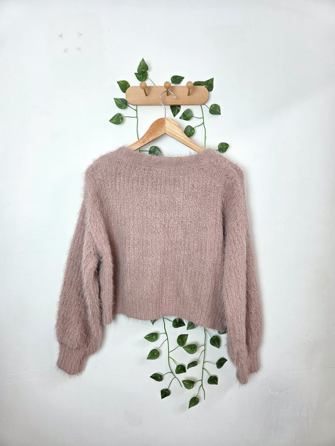 뮤트 핑크 앙고라 가디건 상품이미지4