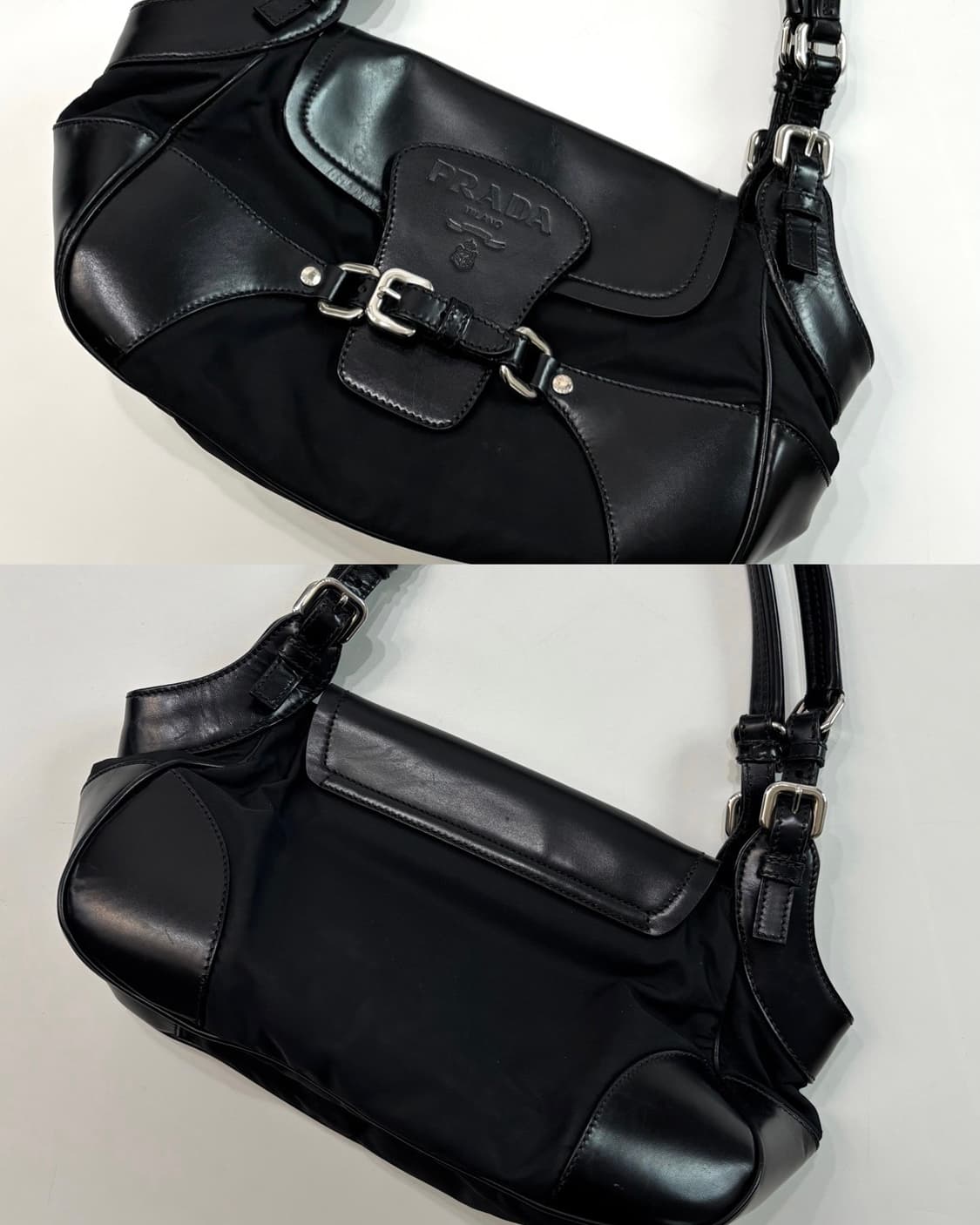 Prada 프라다 블랙 나일론&레더 버클 숄더백  상품이미지3