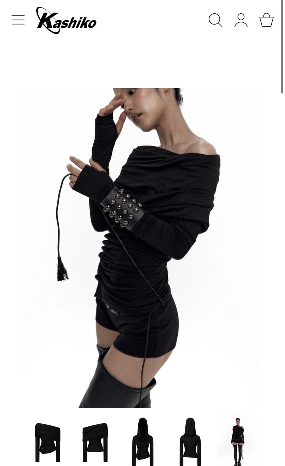 카시코 Cowl Button Long Sleeve Black 상품이미지4