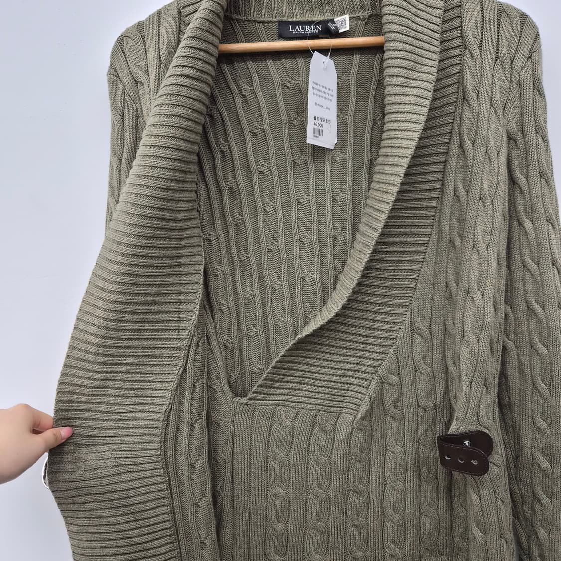 폴로 랄프로렌 그린 케이블 버클 액센트 니트 가디건 여성 XS 상품이미지5