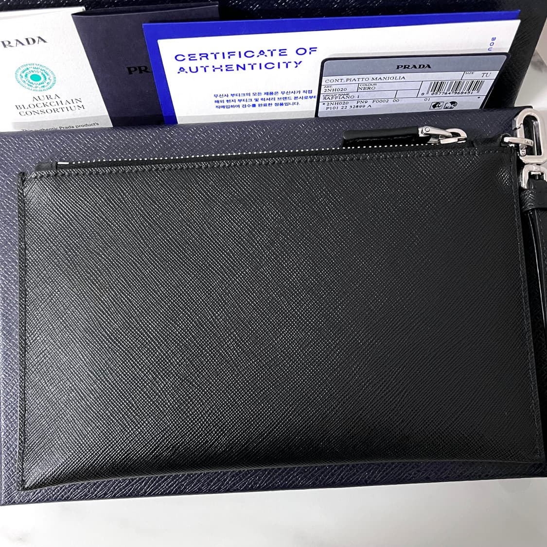 [S급/정품] 프라다 사피아노 블랙 미니 클러치 파우치 상품이미지3