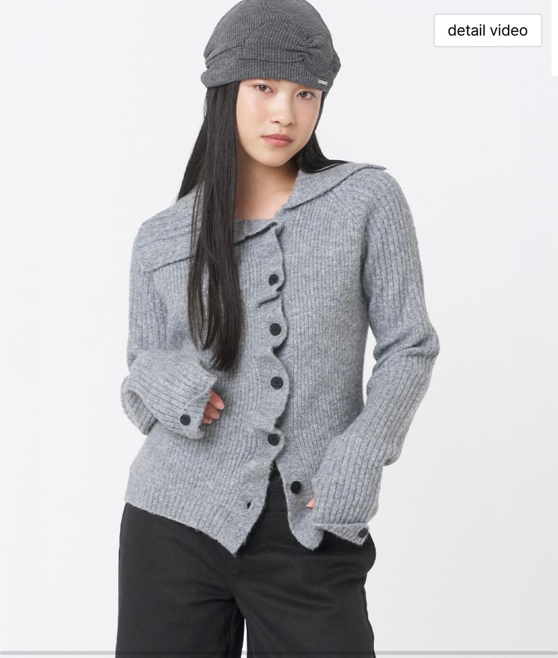 미세키서울 Diagonal button ribbed knit 그레이 상품이미지1
