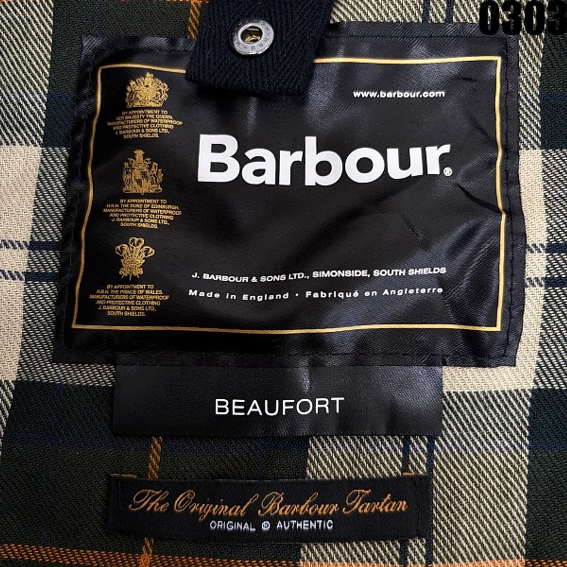 바버 Barbour 비포트 Beaufort 왁스 자켓 M 0303 상품이미지6