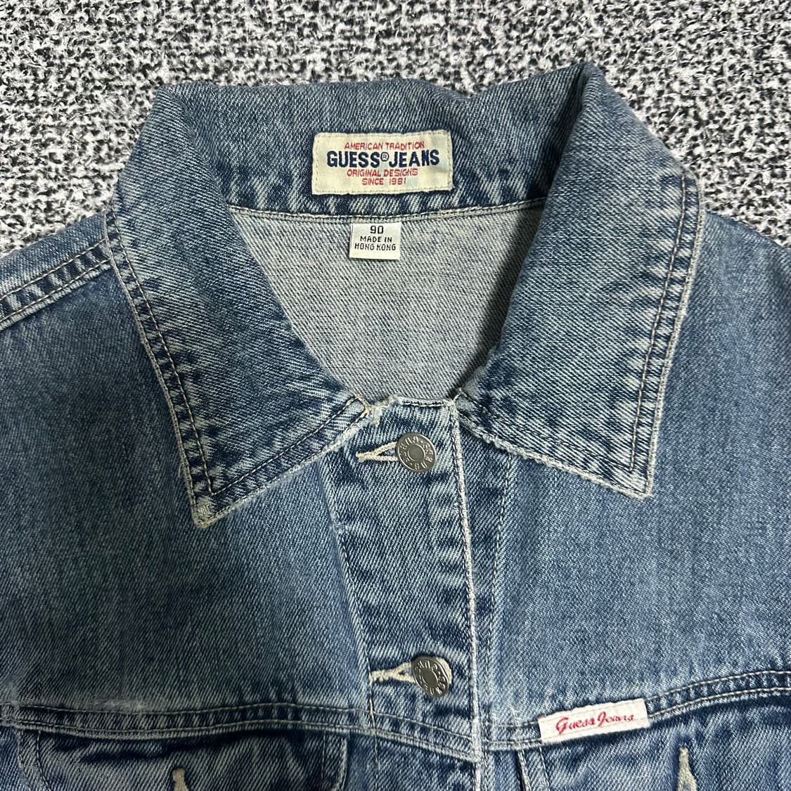 (90) 게스 진스 여성 크롭 데님 청자켓 상품이미지2