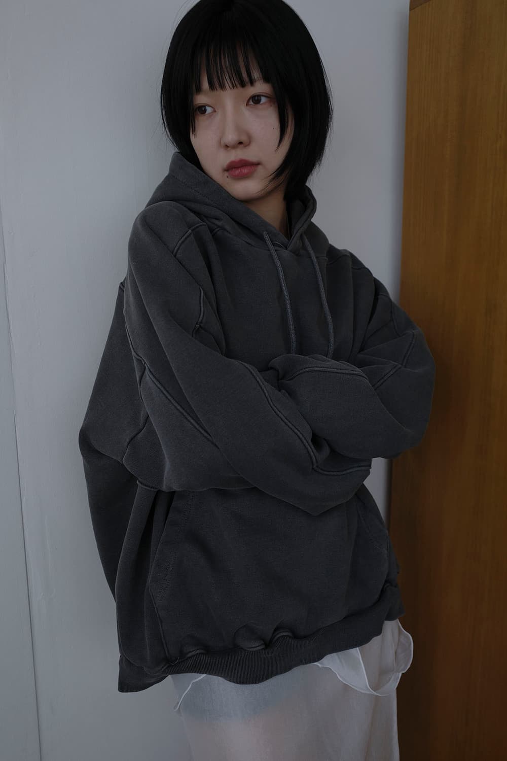 르노우 워시드 그레이 후드티 상품이미지3