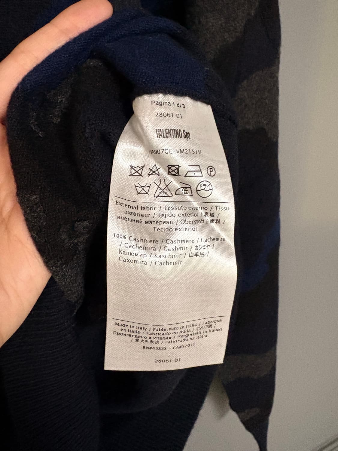 발렌티노 카모플라쥬 캐시미어 니트 네이비 상품이미지3