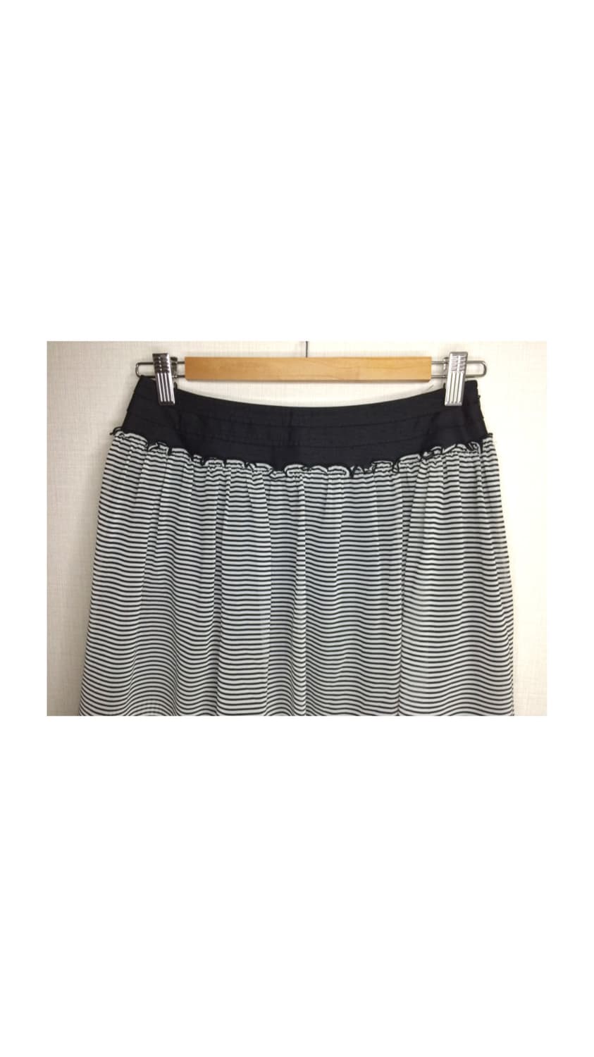 빈티지 블랙 스트라이프 레이어드 미디 스커트 상품이미지2