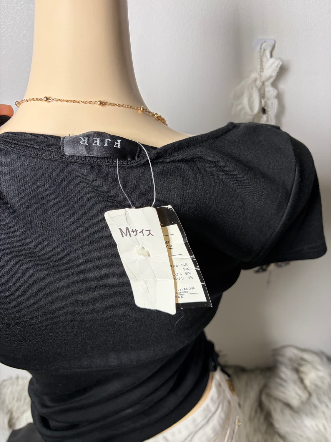 갸루 체인 레이어드 블라우스 반팔티 상품이미지5