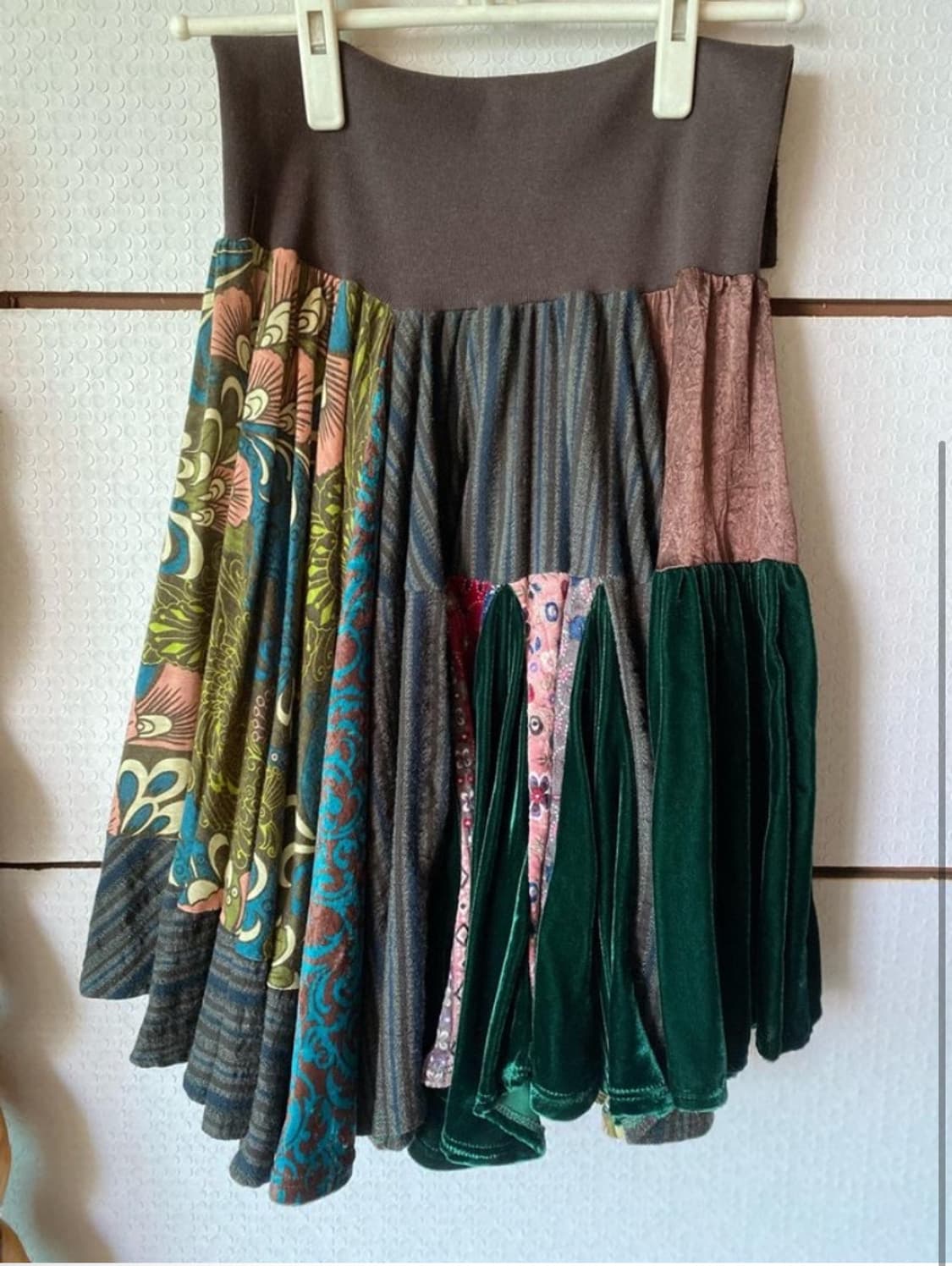 빈티지 패치워크 벨벳 스커트 상품이미지3