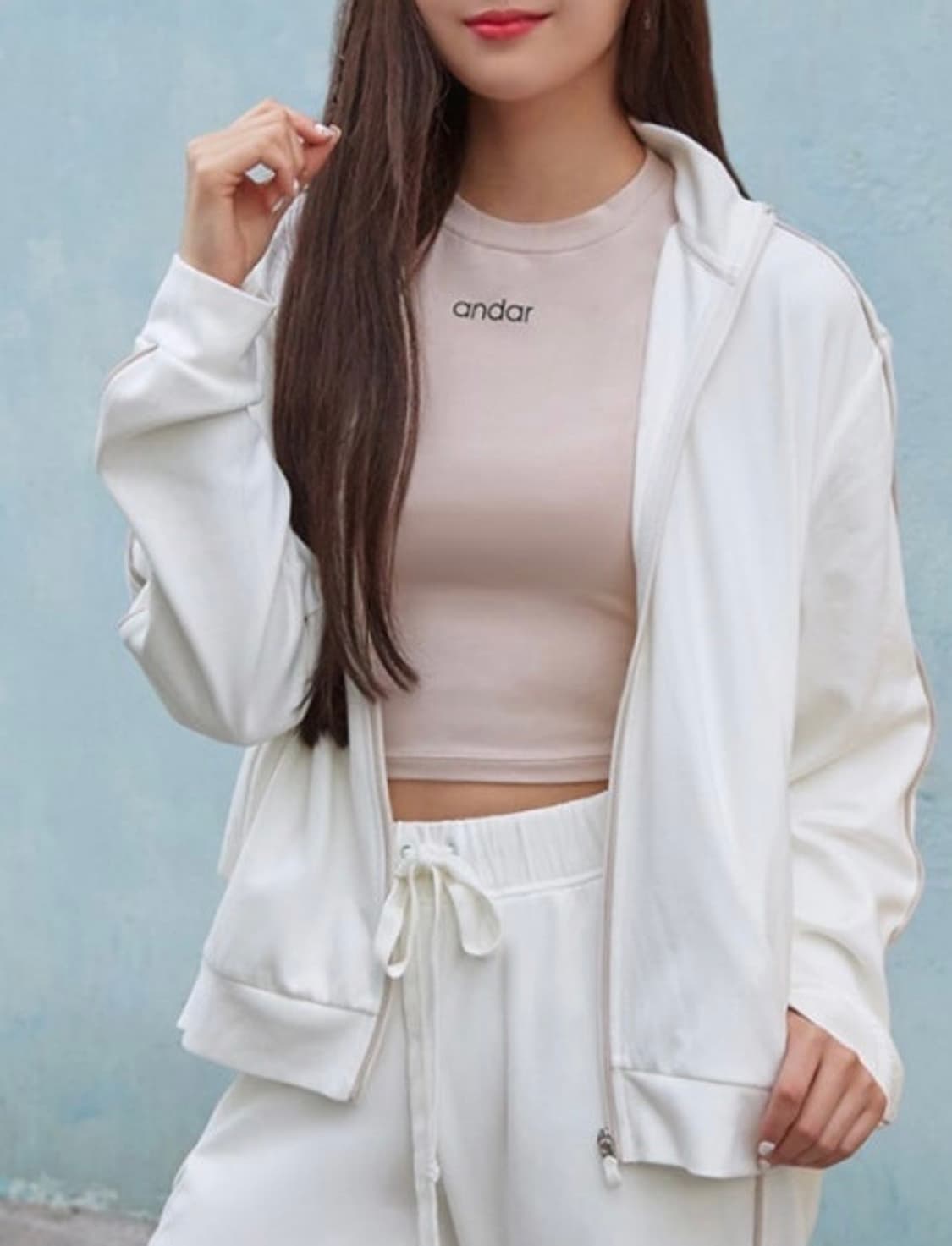 안다르 여성 로아 트랙점퍼 집업 화이트 6(L) 사이즈 상품이미지1