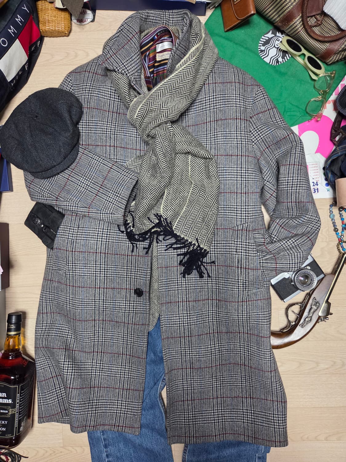 T.I FOR MAN 울 코트 체크 110 발마칸 싱글 체스터 xxl 상품이미지4