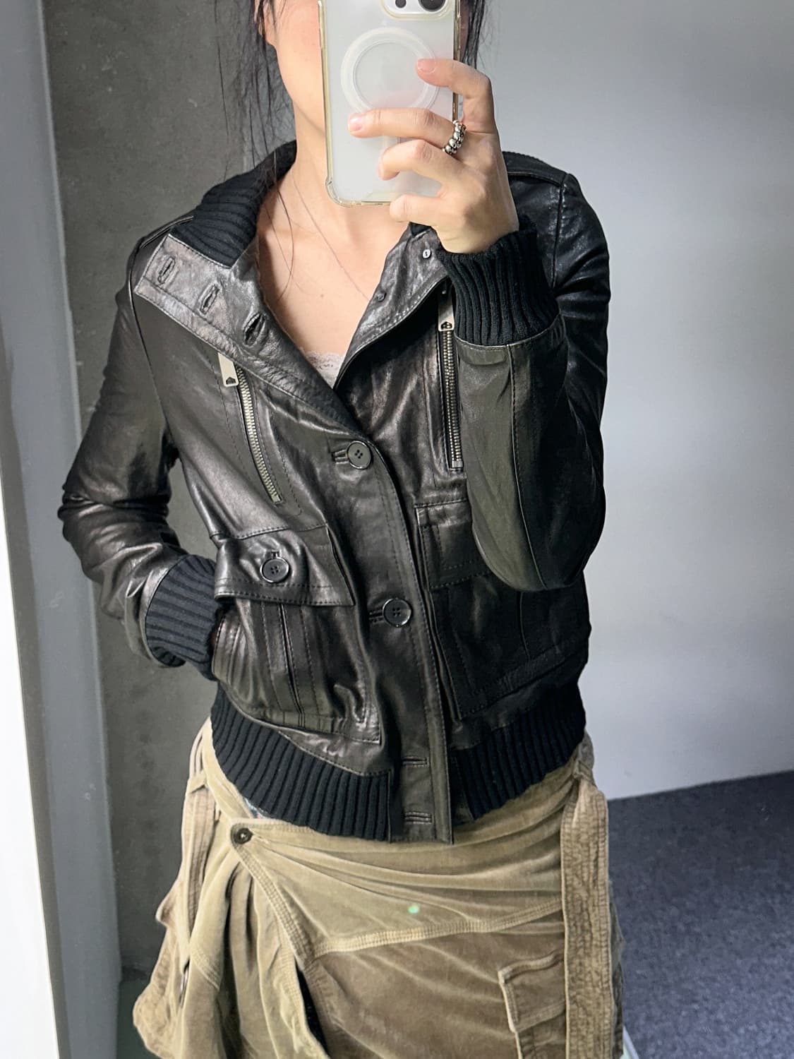 black pocket leather jacket 상품이미지4